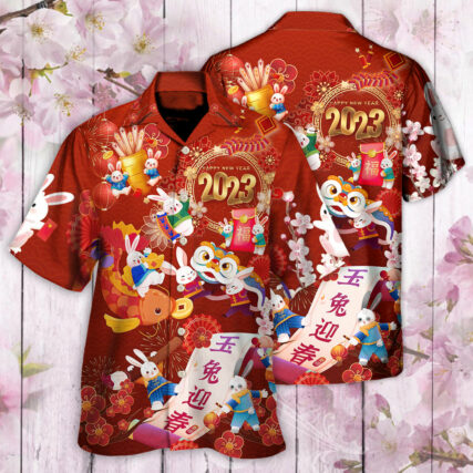 Chinese Lunar Year Rabbit Happy New Year 2023 - Hawaiian Shirt - Owl Ohh for men and women, kids - Owl Ohh