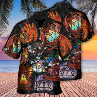 D20 And Fire Dragon Art - Hawaiian Shirt - Owl Ohh - Owl Ohh