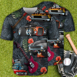 Hot Rod And Guitar Tropical Vibe - Baseball Jersey - Owl Ohh - Owl Ohh