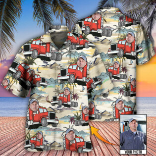 Truck Driver Tropical Beach Custom Photo - Hawaiian Shirt - Owl Ohh - Owl Ohh