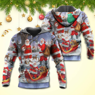 Christmas Funny Santa Claus Happy Xmas Is Coming Art Style High - Hoodie - Owl Ohh - Owl Ohh