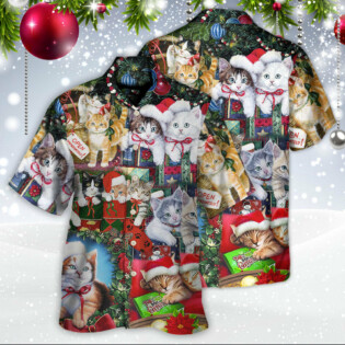 Cat Christmas Tree Merry Xmas - Hawaiian Shirt - Owl Ohh - Owl Ohh