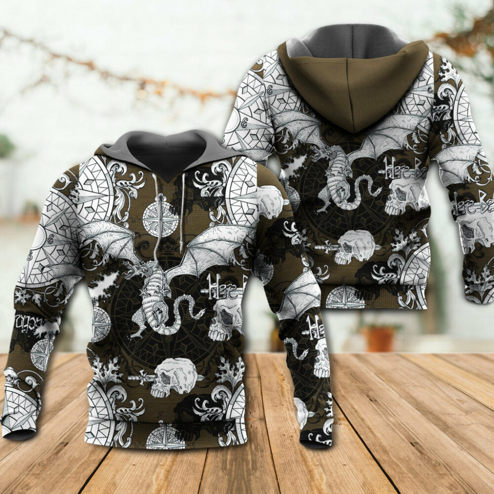 Dragon Flying With Skull Gothic Style - Hoodie - Owl Ohh - Owl Ohh