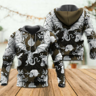Dragon Flying With Skull Gothic Style - Hoodie - Owl Ohh - Owl Ohh