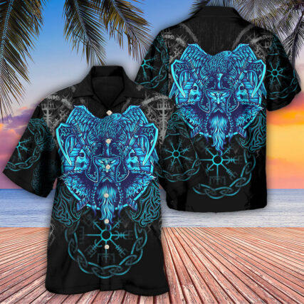 Viking King Blue Art - Hawaiian Shirt - Owl Ohh - Owl Ohh