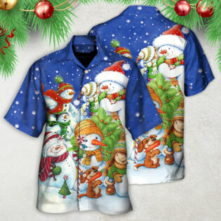 Christmas Snowman Merry Christmas Night - Hawaiian Shirt - Owl Ohh - Owl Ohh