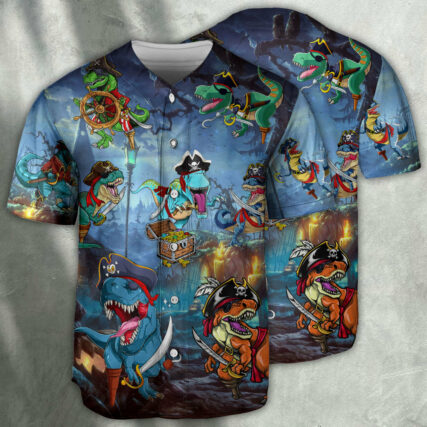 Halloween Pirate Dinosaur Scary - Baseball Jersey - Owl Ohh
