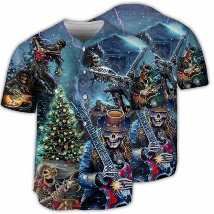 Skull Playing Rock Party Music - Baseball Jersey - Owl Ohh - Owl Ohh