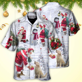 Christmas Santa Claus Chilling With Animal Snowman Happy Xmas Art Style - Hawaiian Shirt - Owl Ohh - Owl Ohh