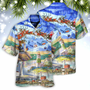 Lighthouse Christmas Santa Be A Lighthouse - Hawaiian Shirt - Owl Ohh - Owl Ohh