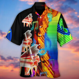 Piano Music Neon Colorful - Hawaiian Shirt - Owl Ohh for men and women, kids - Owl Ohh