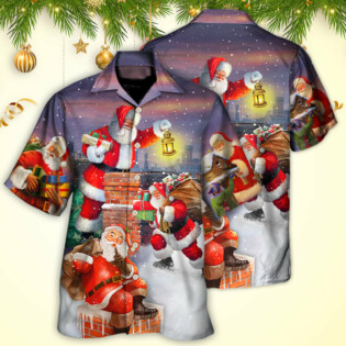 Christmas Having Fun With Santa Claus Gift For Xmas Art Style - Hawaiian Shirt - Owl Ohh for men and women, kids - Owl Ohh