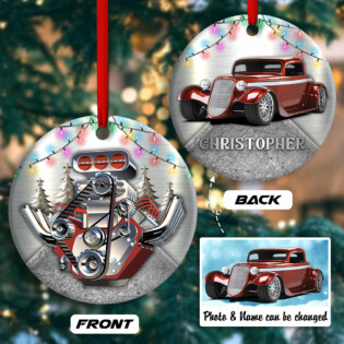 Hot Rod Christmas Metal Christmas Tree And Colorful Light Custom Photo Personalized - Circle Ornament - Owl Ohh - Owl Ohh