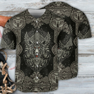 Wolf Art Line Darkness - Baseball Jersey - Owl Ohh - Owl Ohh