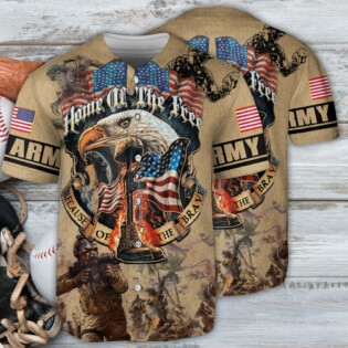 Veteran Army America Home Of The Free Because Of The Brave - Baseball Jersey - Owl Ohh - Owl Ohh