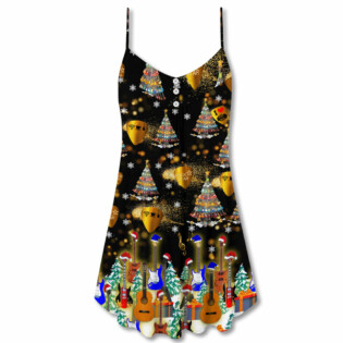 Christmas Yes I Speak Guitar - V-neck Sleeveless Cami Dress - Owl Ohh - Owl Ohh
