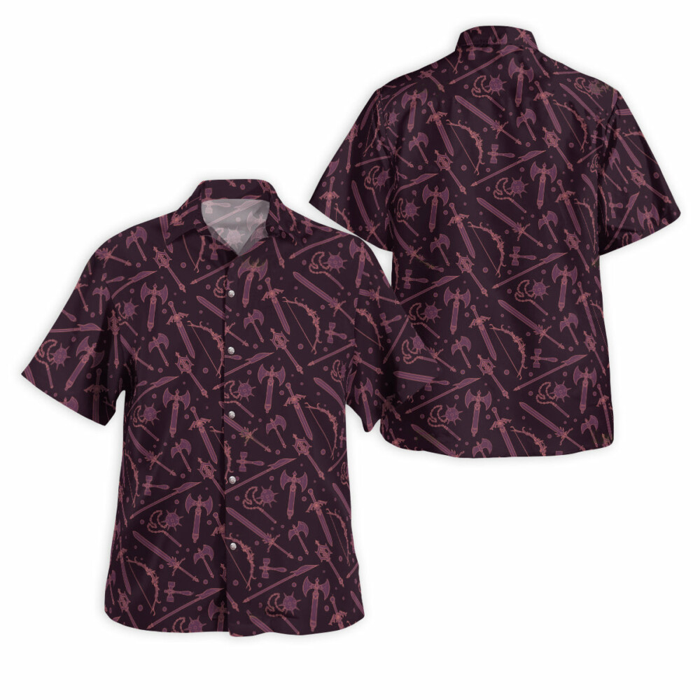 DnD Medieval Weapons Pattern - Hawaiian Shirt - Owl Ohh - Owl Ohh