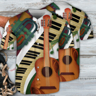 Guitar Vintage Classic Musician - Baseball Jersey - Owl Ohh - Owl Ohh