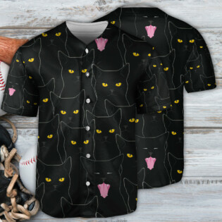 Black Cat Lovely Looking At You - Baseball Jersey - Owl Ohh - Owl Ohh