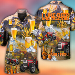 Beer And Tractor Autumn Farm Life - Hawaiian Shirt - Owl Ohh - Owl Ohh