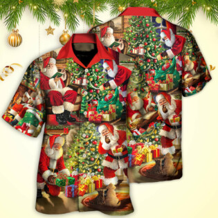 Christmas Santa Claus Story Gift For Xmas Painting Style - Hawaiian Shirt - Owl Ohh - Owl Ohh
