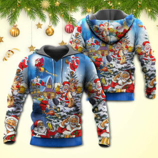 Christmas Funny Santa Claus Drinking Beer Troll Xmas - Hoodie - Owl Ohh - Owl Ohh