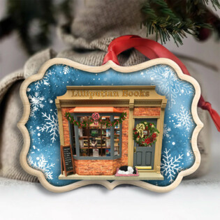 Bookstore Christmas Book And Snowflower - Horizonal Ornament - Owl Ohh - Owl Ohh