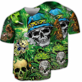Skull Smile Love Green - Baseball Jersey - Owl Ohh - Owl Ohh