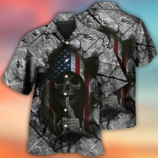 Skull Dark American Flag Strong Wrought Iron - Hawaiian Shirt - Owl Ohh - Owl Ohh