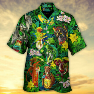 Cocktail And Dragon Tropical Hello Summer - Hawaiian Shirt - Owl Ohh for men and women, kids - Owl Ohh