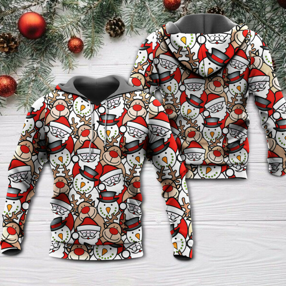 Christmas Cutie Santa And Reindeer Funny Style - Hoodie - Owl Ohh - Owl Ohh