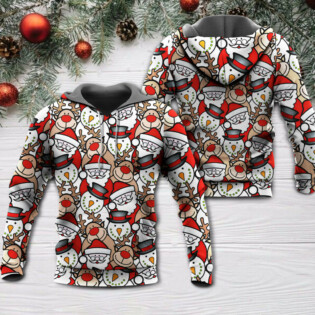 Christmas Cutie Santa And Reindeer Funny Style - Hoodie - Owl Ohh - Owl Ohh