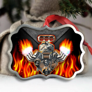 Hot Rod Christmas Flame Merry Xmas - Horizonal Ornament - Owl Ohh - Owl Ohh