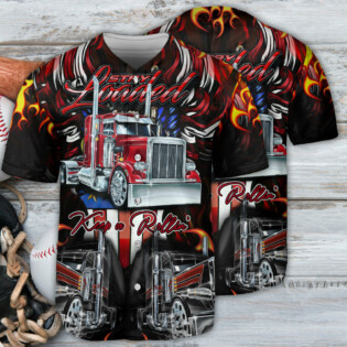 Truck Keep On Rolling Truckers In Fire - Baseball Jersey - Owl Ohh - Owl Ohh