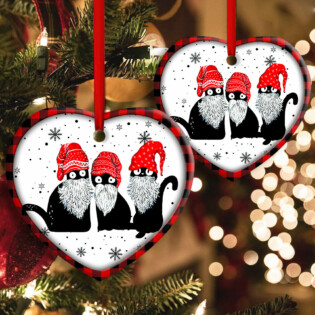 Christmas Cat Santa Hat Gromes - Heart Ornament - Owl Ohh - Owl Ohh