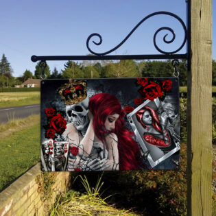 Skull Love Is Life Rose - Metal Sign - Owl Ohh - Owl Ohh