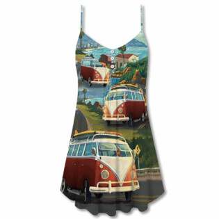 Hippie Van Life Style Love Beach - V-neck Sleeveless Cami Dress - Owl Ohh - Owl Ohh
