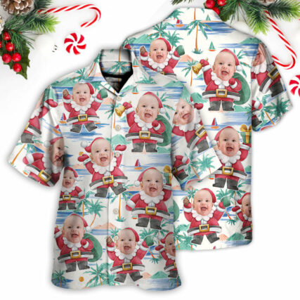 Christmas Santa Summer Beach Custom Photo - Hawaiian Shirt - Owl Ohh - Owl Ohh