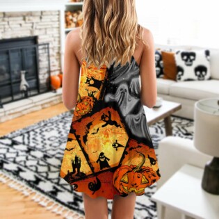 Halloween Ghost Pumpkin Scary - V-neck Sleeveless Cami Dress - Owl Ohh - Owl Ohh
