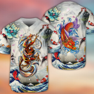 Beautiful Dragon With Lotus Flower - Baseball Jersey - Owl Ohh - Owl Ohh