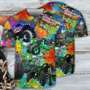 Truck Monster Colorful Truck Painting - Baseball Jersey - Owl Ohh - Owl Ohh