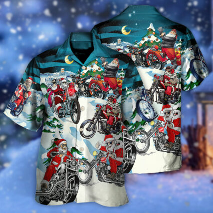 Christmas Santa Claus Driving Motorcycle - Hawaiian Shirt - Owl Ohh - Owl Ohh