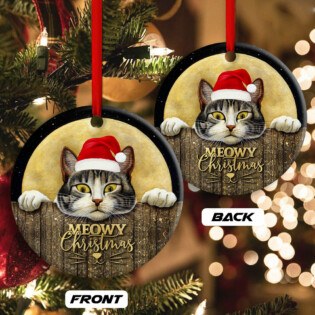 Christmas Cat With Moon Lover Cutie - Circle Ornament - Owl Ohh - Owl Ohh