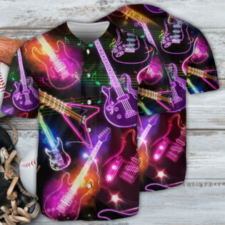 Guitar Music Neon Amazing - Baseball Jersey - Owl Ohh - Owl Ohh