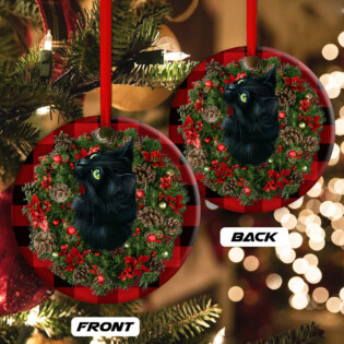 Christmas Black Cat Meowy Catmas - Circle Ornament - Owl Ohh - Owl Ohh