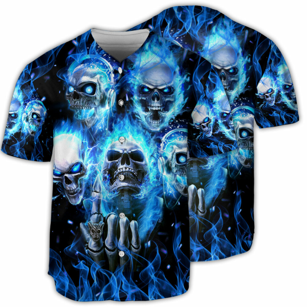 Skull Blue Skull Angry Style - Baseball Jersey - Owl Ohh - Owl Ohh