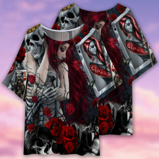 Skull Love Is Life Rose - Women's T-shirt With Bat Sleeve - Owl Ohh - Owl Ohh