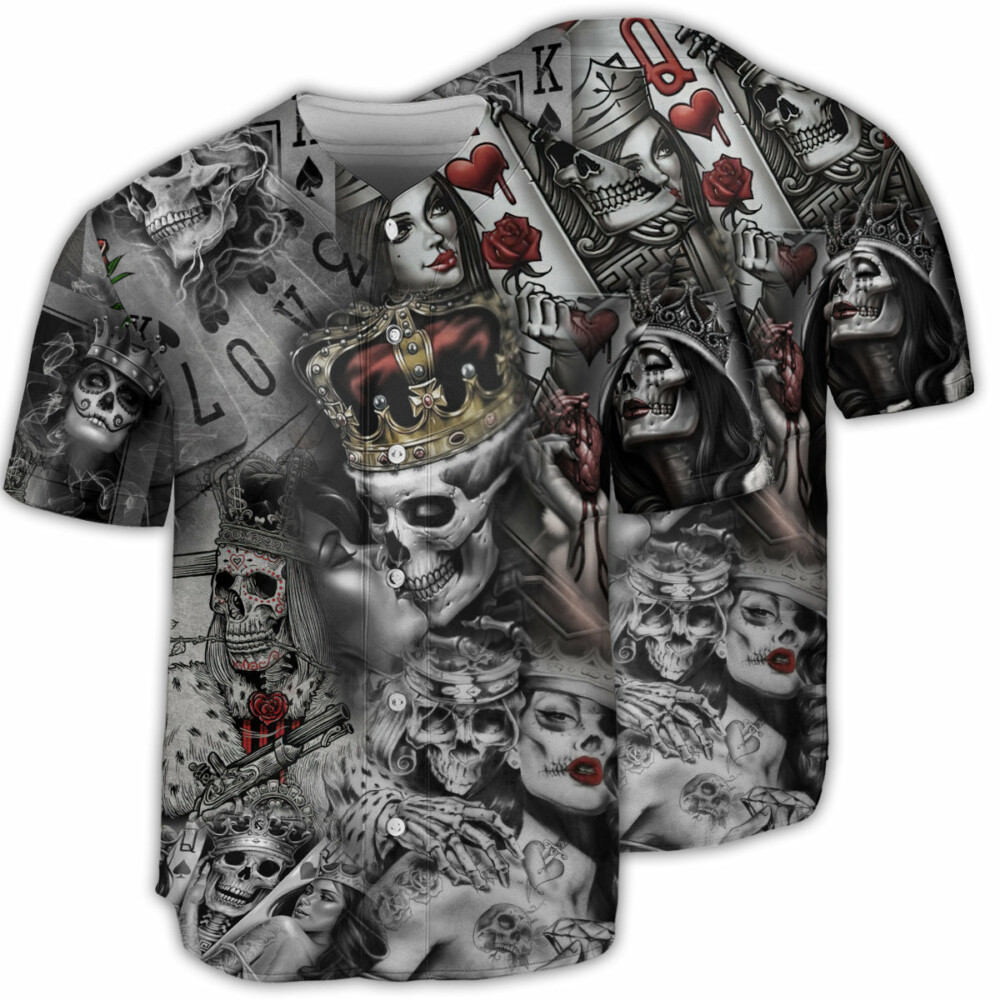 Skull Love Is Blind Poker - Baseball Jersey - Owl Ohh - Owl Ohh