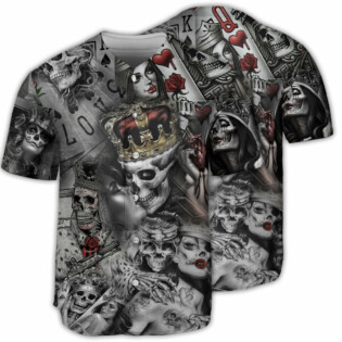 Skull Love Is Blind Poker - Baseball Jersey - Owl Ohh - Owl Ohh
