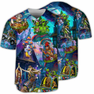 Hippie Alien Skull Mushroom Peace Life Color - Baseball Jersey - Owl Ohh - Owl Ohh